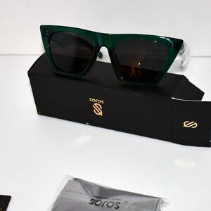 SOJOS Trendy Rectangle Cateye Sunglasses, UV400 Shades Green/Grey NWT
